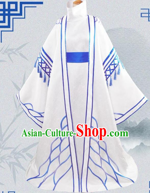 Chinese Cosplay Priest Swordsman Blue Hanfu Clothing Traditional Ancient Knight Costume for Men