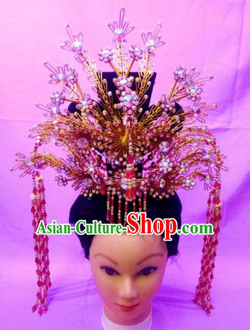 Chinese Traditional Peking Opera Princess Phoenix Crown Hairpins Handmade Beijing Opera Diva Hair Accessories for Women