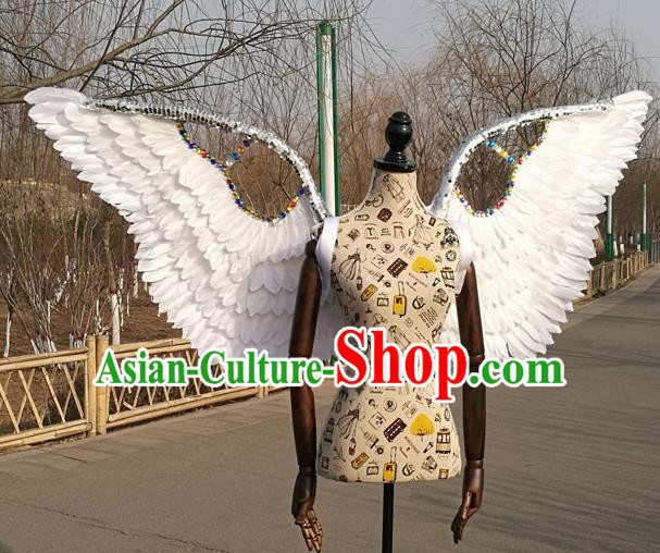 Professional Halloween Stage Show Crystal Feather Wings Brazilian Carnival Catwalks Prop for Women