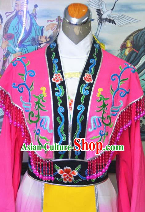 Chinese Traditional Peking Opera Queen Rosy Embroidered Dress Ancient Empress Costume for Women