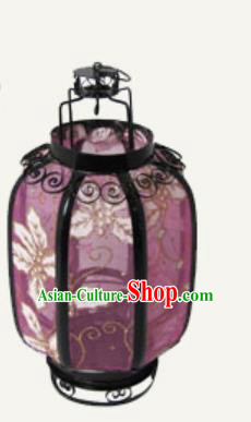 Chinese Traditional Handmade Printing Leaf Deep Purple Palace Lantern New Year Iron Ceiling Lamp