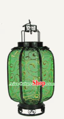 Chinese Classical Green Palace Lantern Traditional Handmade New Year Ironwork Ceiling Lamp