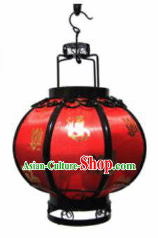 Chinese Classical Red Lucky Round Palace Lantern Traditional Handmade Ironwork Ceiling Lamp