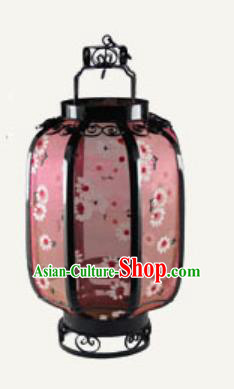 Chinese Classical Printing Wine Red Palace Lantern Traditional Handmade New Year Ironwork Ceiling Lamp
