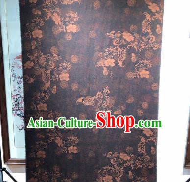 Asian Chinese Traditional Pattern Design Deep Grey Gambiered Guangdong Gauze Fabric Silk Material