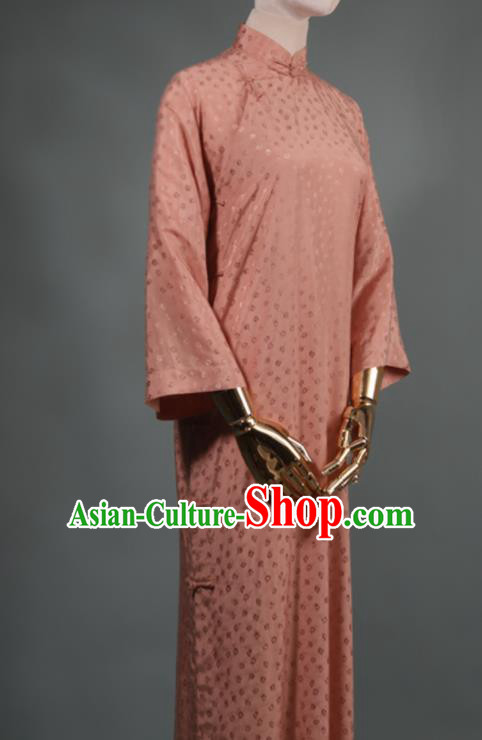 Chinese Traditional Deep Pink Silk Cheongsam Costume Republic of China Mandarin Qipao Dress for Women