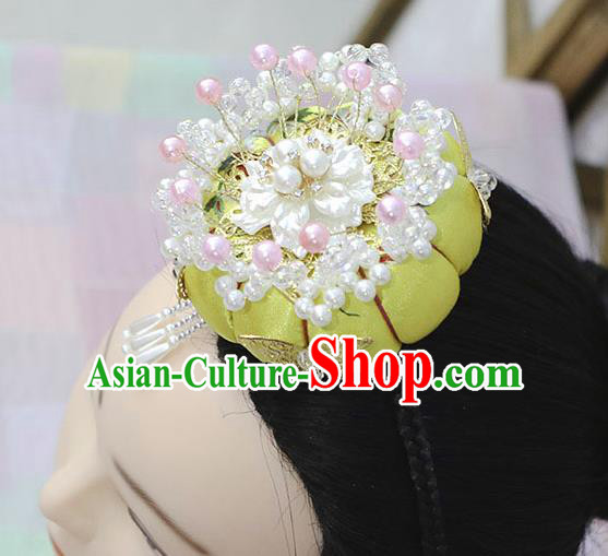 Korean Traditional Court Bride Yellow Hairband Asian Korea Fashion Wedding Hair Accessories for Women