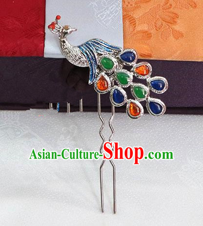 Korean Traditional Wedding Bride Peacock Hairpins Asian Korea Hanbok Hair Accessories for Women