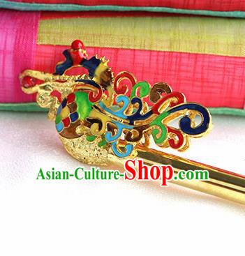 Korean Traditional Wedding Bride Golden Dragon Hairpins Asian Korea Hanbok Hair Accessories for Women