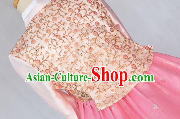 Korean Traditional Garment Pink Blouse and Dress Bride Hanbok Asian Korea Fashion Costume for Women