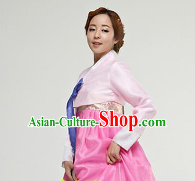 Korean Traditional Bride Mother Hanbok Pink Blouse and Dress Garment Asian Korea Fashion Costume for Women