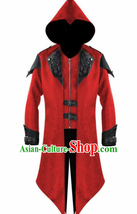 Western Middle Ages Drama Red Dust Coat European Traditional Knight Costume for Men