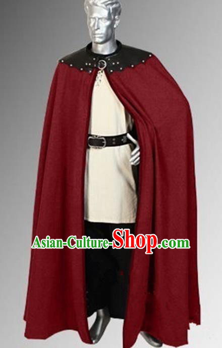 Western Middle Ages Drama General Red Cloak European Traditional Knight Costume for Men