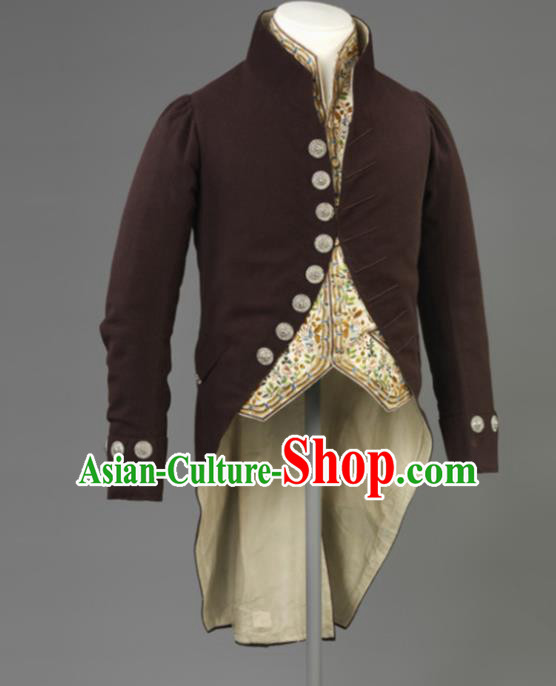 Western Middle Ages Drama Deep Brown Coat European Traditional Knight Costume for Men
