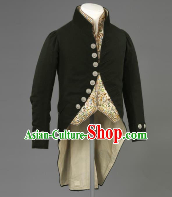 Western Middle Ages Drama Black Coat European Traditional Knight Costume for Men