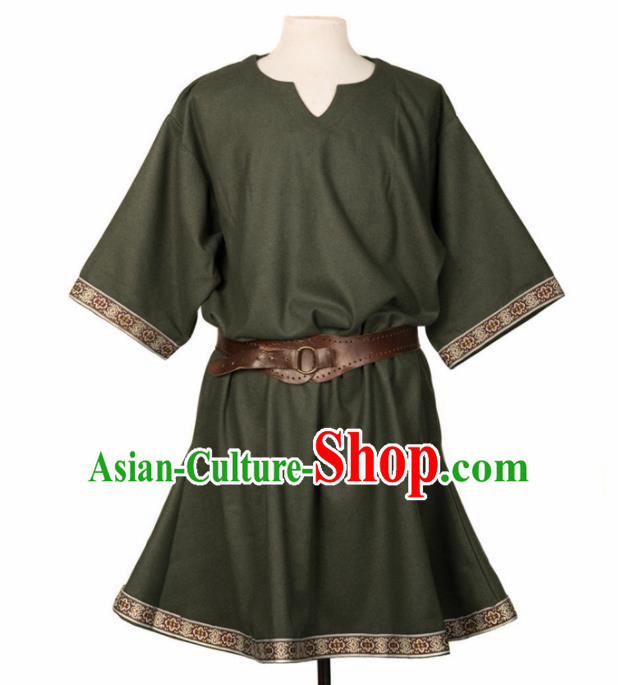 Western Middle Ages Drama Green Shirt European Traditional Knight Costume for Men