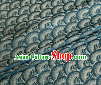 Asian Chinese Classical Scale Pattern Design Peacock Green Brocade Jacquard Fabric Traditional Cheongsam Silk Material