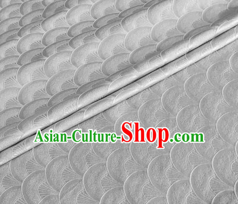 Asian Chinese Classical Scale Pattern Design Grey Brocade Jacquard Fabric Traditional Cheongsam Silk Material