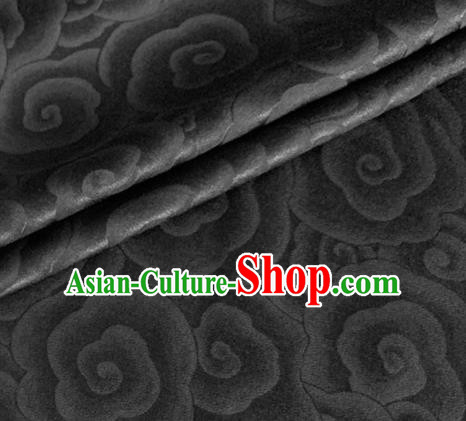 Asian Chinese Classical Clouds Pattern Design Black Brocade Jacquard Fabric Traditional Cheongsam Silk Material