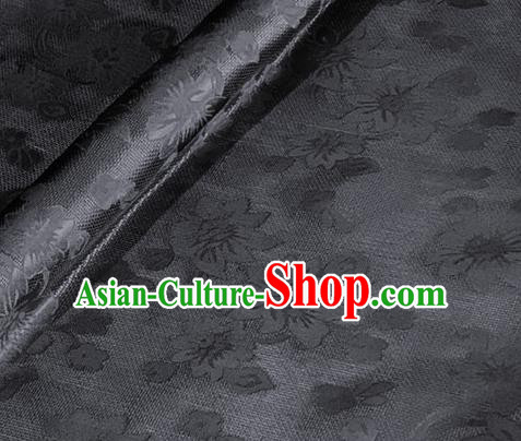Asian Chinese Classical Flowers Pattern Design Black Brocade Jacquard Fabric Traditional Cheongsam Silk Material