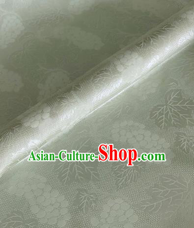 Asian Chinese Classical Maple Leaf Grape Pattern Design Light Green Brocade Jacquard Fabric Traditional Cheongsam Silk Material