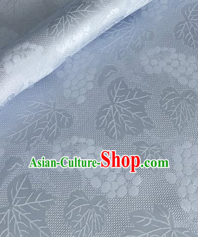 Asian Chinese Classical Maple Leaf Grape Pattern Design Light Blue Brocade Jacquard Fabric Traditional Cheongsam Silk Material