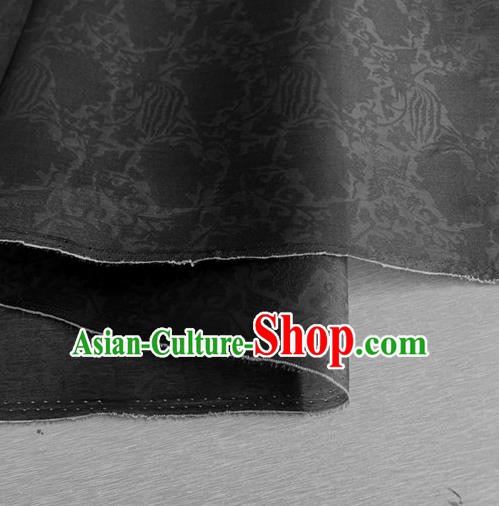 Asian Chinese Classical Phoenix Peony Pattern Design Black Organza Jacquard Fabric Traditional Cheongsam Silk Material