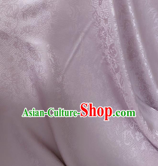 Asian Chinese Classical Lotus Pattern Design Lilac Jacquard Fabric Traditional Silk Material