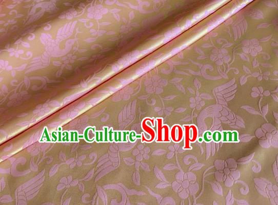 Asian Chinese Classical Birds Pattern Design Golden Brocade Jacquard Fabric Traditional Cheongsam Silk Material