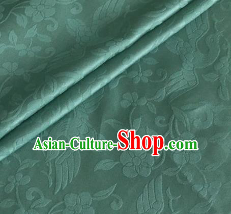Asian Chinese Classical Birds Pattern Design Green Brocade Jacquard Fabric Traditional Cheongsam Silk Material