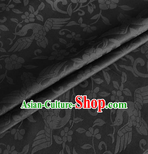 Asian Chinese Classical Birds Pattern Design Black Brocade Jacquard Fabric Traditional Cheongsam Silk Material