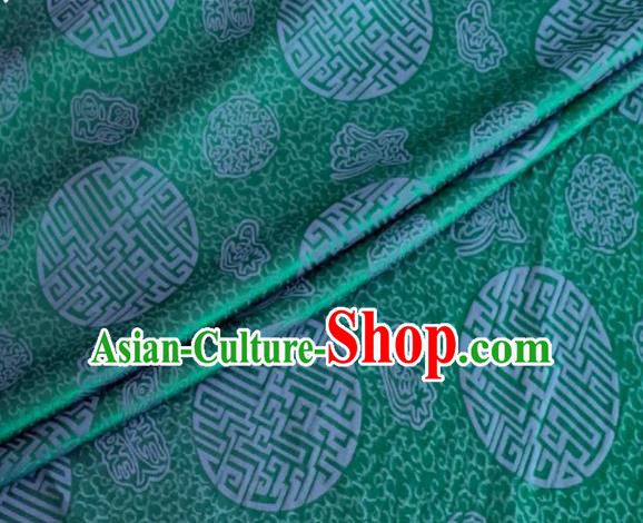 Asian Chinese Classical Longevity Pattern Design Atrovirens Brocade Jacquard Fabric Traditional Cheongsam Silk Material