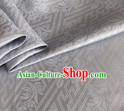 Asian Chinese Classical Daisy Pattern Design Grey Brocade Jacquard Fabric Traditional Cheongsam Silk Material