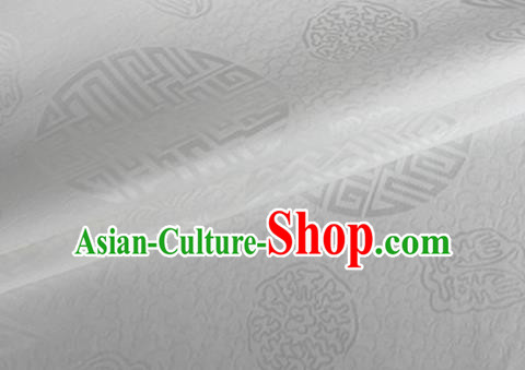 Asian Chinese Classical Longevity Pattern Design White Brocade Jacquard Fabric Traditional Cheongsam Silk Material