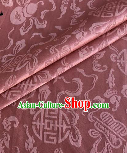 Asian Chinese Classical Ribbon Calabash Pattern Design Deep Pink Silk Fabric Traditional Cheongsam Material