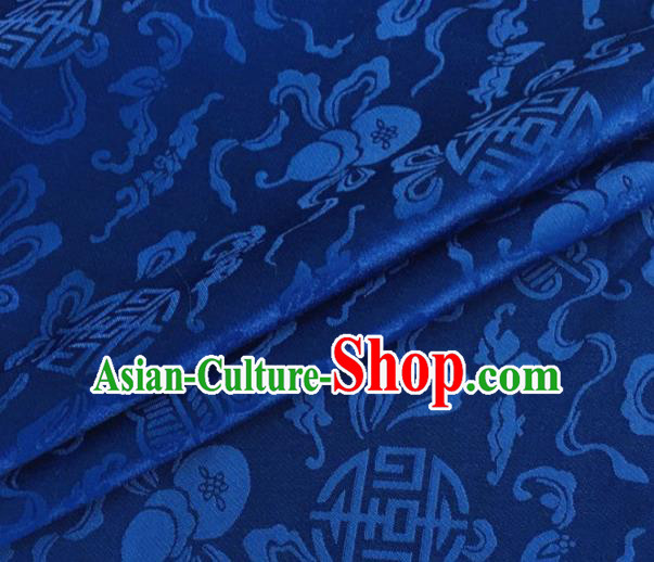 Asian Chinese Classical Ribbon Calabash Pattern Design Royalblue Silk Fabric Traditional Cheongsam Material