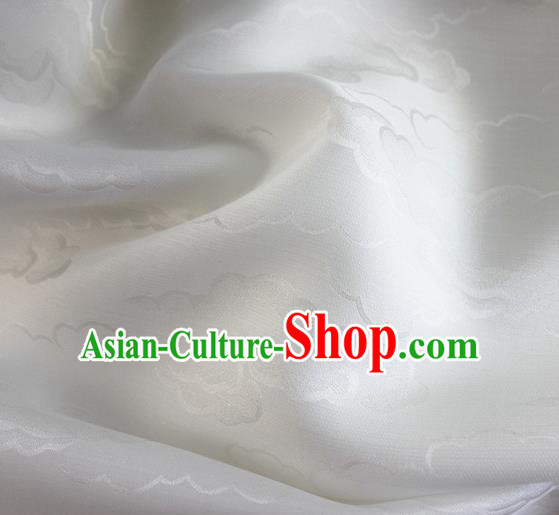 Asian Chinese Classical Cloud Pattern Design White Silk Fabric Traditional Cheongsam Brocade Material