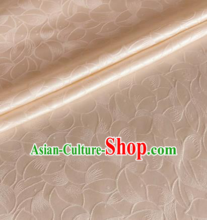 Asian Chinese Classical Lotus Petals Pattern Design Champagne Silk Fabric Traditional Cheongsam Brocade Material