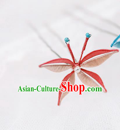 Chinese Traditional Red Butterfly Hairpin Handmade Hanfu Hair Accessories for Women
