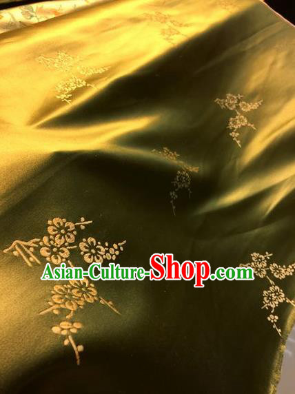 Asian Chinese Classical Plum Blossom Pattern Design Golden Silk Fabric Traditional Nanjing Brocade Material