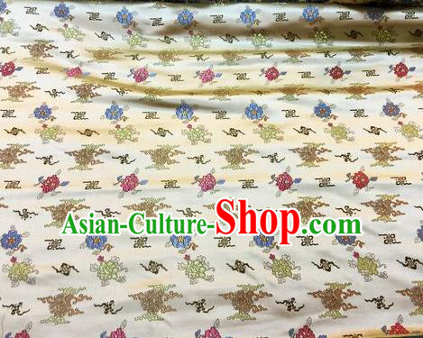 Asian Chinese Classical Auspicious Pattern Design Beige Silk Fabric Traditional Nanjing Brocade Material
