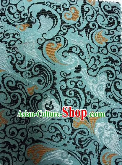 Asian Chinese Classical Pattern Design Light Blue Silk Fabric Traditional Nanjing Brocade Material
