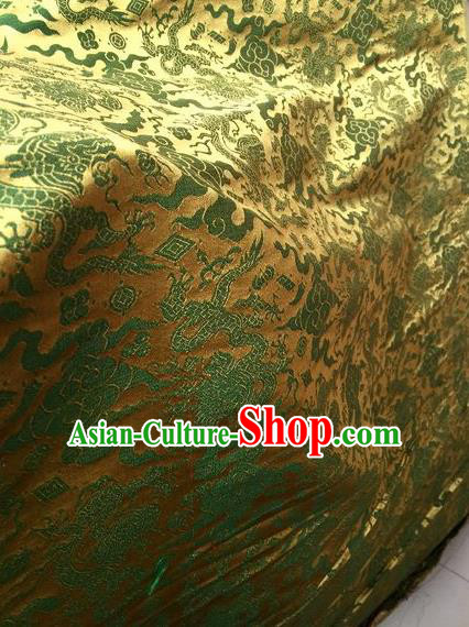 Asian Chinese Classical Green Cloud Dragon Pattern Design Silk Fabric Traditional Nanjing Brocade Material