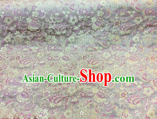 Asian Chinese Classical Flowers Pattern Design Lilac Silk Fabric Traditional Nanjing Brocade Material