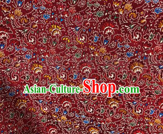 Asian Chinese Classical Cockscomb Pattern Design Purplish Red Brocade Fabric Traditional Silk Material