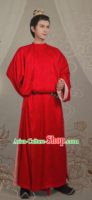 Chinese Ancient Royal Prince Red Clothing Traditional Tang Dynasty Nobility Childe Costumes for Men