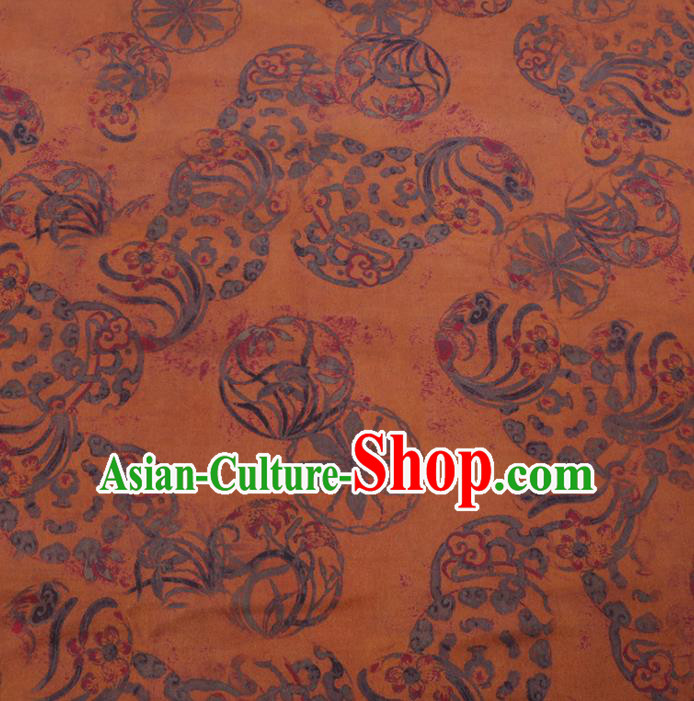 Chinese Cheongsam Classical Wheel Pattern Design Yellow Watered Gauze Fabric Asian Traditional Silk Material