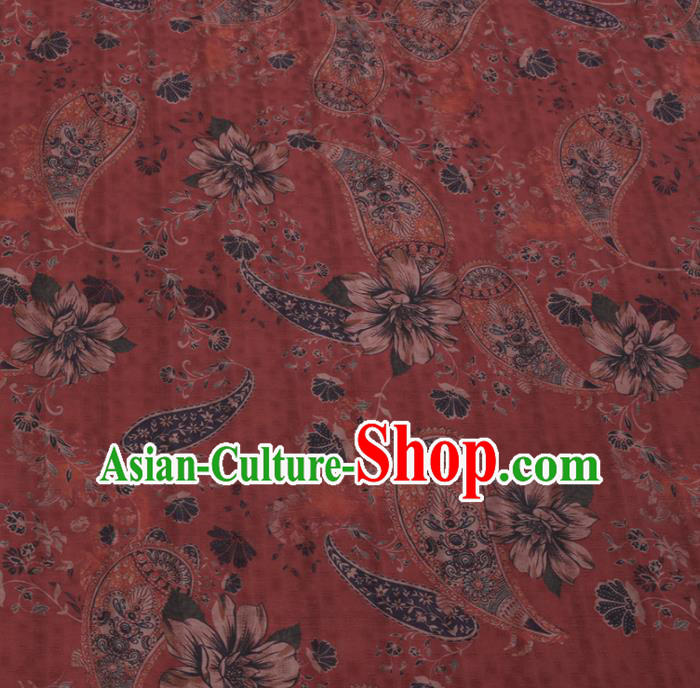 Chinese Cheongsam Classical Paisley Pattern Design Red Watered Gauze Fabric Asian Traditional Silk Material