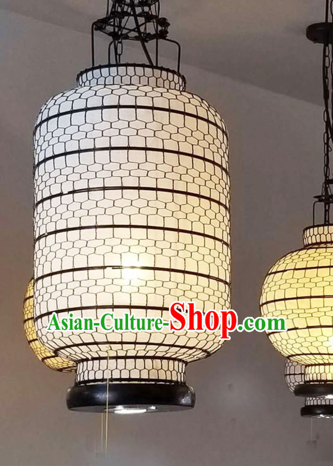 Free Worldwide Delivery Tube Shape Classic White Chinese Classical Handmade Iron Mesh Lantern Palace Lanterns