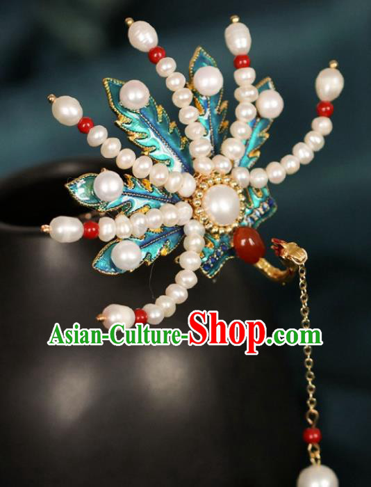 Chinese Handmade Ming Dynasty Princess Pearls Phoenix Hairpins Ancient Hanfu Hair Accessories for Women